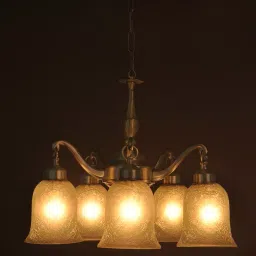 Fos Lighting Classic Down Facing 5 Light Brass Chandelier - L56-PLCrack-CH5 image 5