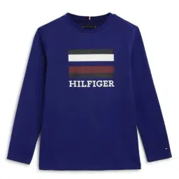 Tommy Hilfiger Kids Navy Voyage Logo Regular Fit T-Shirt-image-84