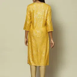 Rangriti Yellow Printed Straight Kurta image 2