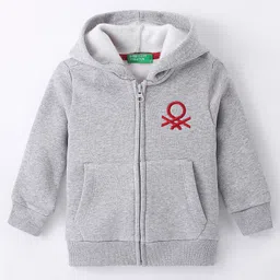 UCB Full Sleeves Knit Sweatjacket with Logo Design - Grey-picture-15