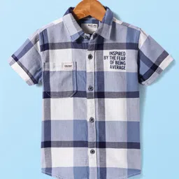 Ruff Cotton Woven Half Sleeves Checkered Shirt - Light Blue-picture-18