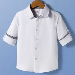 kookie kids india Kookie Kids Cotton Woven Full Sleeves Solid Color Shirt - White-picture-18