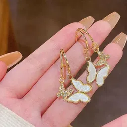 Estailo fashion Gold-Plated Artificial Stones Studded Quirky Drop Earrings-image-13