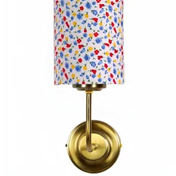 Aura White & Pink Printed Traditional Cylinder Shaped Wall Lamp image 3