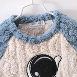 Mark & Mia Full Sleeves Winter Wear T-Shirt & Lounge Pant Set with Astronaut Embroidery - Blue image 3