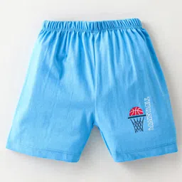 CUCUMBER Sinker Knit Half Sleeves T-Shirt & Shorts Set with Basketball Print - Blue image 4