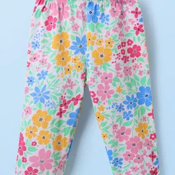 Babyhug Single Jersey Knit Full Sleeves Co-ord Top & Lounge Pant Set with Floral Print - Light Green image 4
