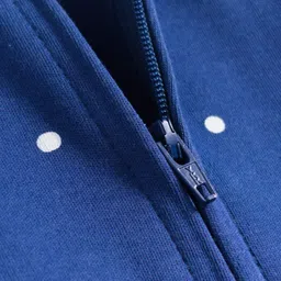 Babyhug Cotton Knit Full Sleeves Footed Sleepsuit With Bear Patch - Navy Blue image 4