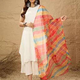 InWeave Women Solid A-Line Kurta with Palazzos & Dupatta image 5