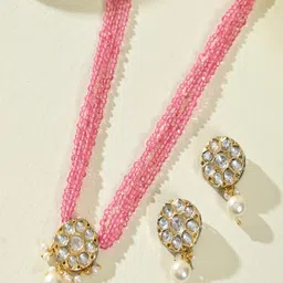 STYYO Gold-Plated Kundan-Studded & Beaded Jewellery Set-picture-31