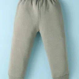 Pepito Fleece Knit Full Sleeves Winter Wear T-Shirt & Lounge Pant Set With Text Print - Off White image 5