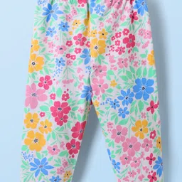 Babyhug Single Jersey Knit Full Sleeves Co-ord Top & Lounge Pant Set with Floral Print - Light Green image 5