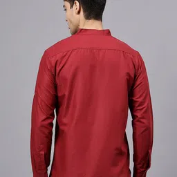 Yugnik Cotton Mandarin Collar Roll-Up Sleeves Straight Kurtas image 3