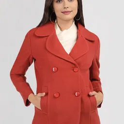 The Roadster Lifestyle Co Women Double Breasted Spread Collar Peacoat-image-14