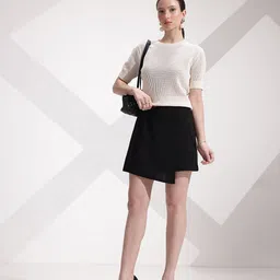 her by invictus Solid Mini Asymmetric Skort-picture-16