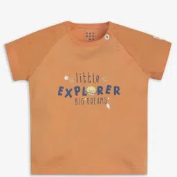 Ed-a-Mamma Infant Boys Orange Cotton Printed T-Shirt-image-67
