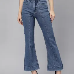 KASSUALLY Blue Cotton Relaxed Fit Mid Rise Jeans image 1