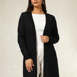 Soch Black Acrylic Regular Fit Crochet Shrug image 1