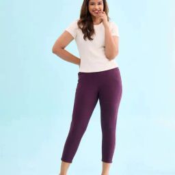 Go Colors! Purple Plain Cropped Jeggings-picture-18