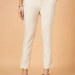 Annabelle By Pantaloons Grey Polyester Slim Fit Casual Trousers-picture-2