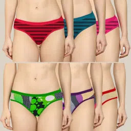 AROUSY Green & Red Printed Hipster Panties - Pack Of 6 image 1
