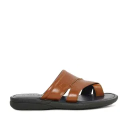 Gabicci Men's Rich Tan Cross Strap Sandals image 2