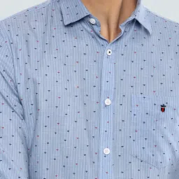 Louis Philippe Sport Light Blue Slim Fit Printed Cotton Shirt image 4
