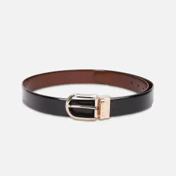 Louis Philippe Black Leather Solid Reversible Belt image 1
