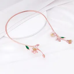 GIVA 92.5 Sterling Silver Bhumi Rose Gold Maiden Musli Neck Cuff image 1