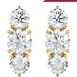 Emori 18k Yellow Gold & Lab Grown Diamond Three Stone Stud Earrings-picture-29