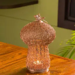 ExclusiveLane 'The Dome Mesh' Handwoven Showpiece Cum Hanging & Table Tea-Light Holder In Iron-picture-45