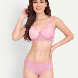 fims FIMS: Fashion is my Style Pink Lace Work Lingerie Set-picture-10