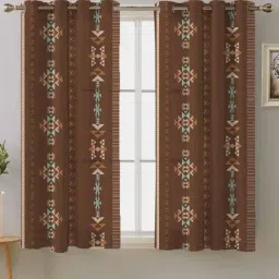 SPACES DRAPE STORY Boho Digital Print Brown Polyester 5 ft Window Curtains - Set of 2-image-22