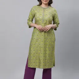 Aurelia Green Printed Straight Kurta-picture-34