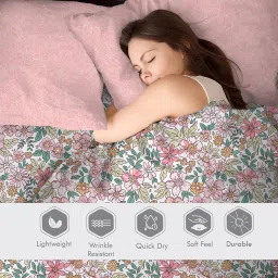 Layers Color Sense by Layers Ivy Collection Pink Bouquet Printed Bed Sheet Pillow Covers (Single) image 3