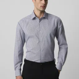 Van Heusen Blue Cotton Regular Fit Printed Shirt image 1