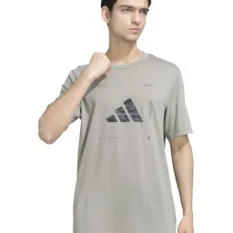 Adidas Grey Regular Fit Logo Printed Sports T-Shirt image 1