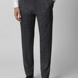 Van Heusen Grey Slim Fit Checks Trousers image 1