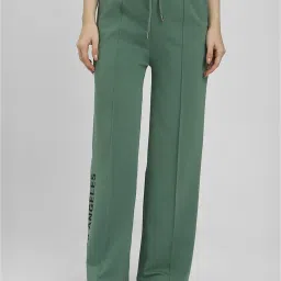 Forever 21 Green Graphic Print Mid Rise Pants image 1