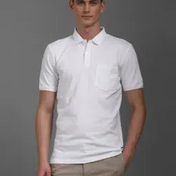 Louis Philippe White Cotton Slim Fit Texture Polo T-Shirt-picture-14