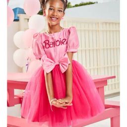 Tiny Girl Light Pink Barbie Printed Dress-picture-6