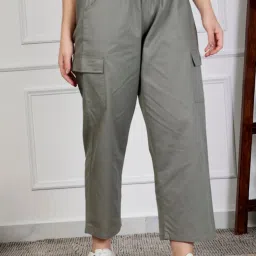 NEUDIS Grey Cotton Regular Fit Mid Rise Cargos image 1