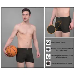 Dollar Lehar Assorted Cotton Regular Fit Trunks - Pack Of 3 image 5