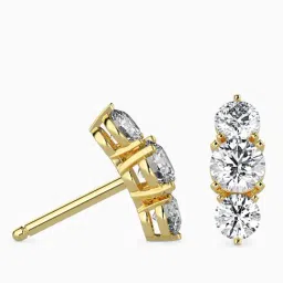 Emori 18k Yellow Gold & Lab Grown Diamond Three Stone Stud Earrings image 4