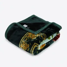 Monte Carlo Bottle Green Polyester Floral Double Bed Winter Blanket Bandhan 2 Ply with Fragrance image 5