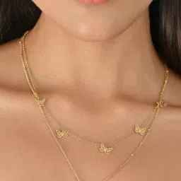 Toniq Gold-Plated Multi Butterfly Charms Layered Necklace image 1
