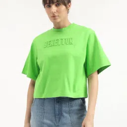 United Colors of Benetton Green Cotton T-Shirt-picture-10