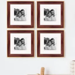Art Street Synthetic Wood Brown Photo Frame (8 x 8 Inch) - Set of 4 image 1