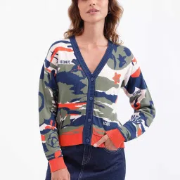 Iconic Multicolored Cotton Printed Cardigan image 1
