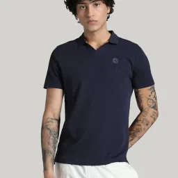 Puma Blue Cotton Slim Fit Striped Sports Polo image 1